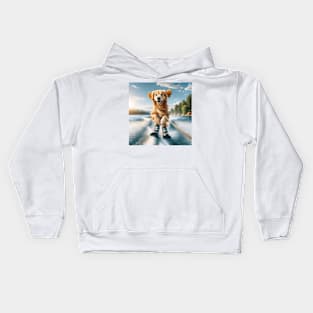 Golden Retriever Action Puppies Kids Hoodie